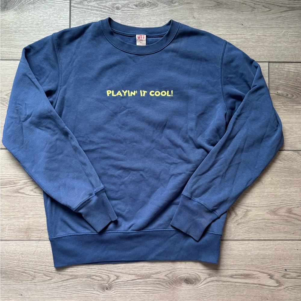 Uniqlo Disney x Keith Haring Navy Crewneck Sweater with Yellow Text